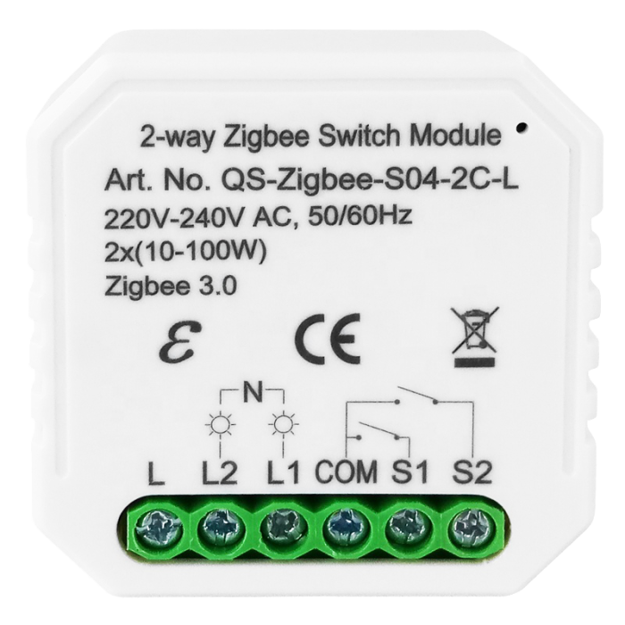 Умный выключатель Tervix Pro Line ZigBee Switch (2 клавиши), без нуля