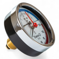 термоманометр Tervix Pro Line 80/0-4 бар, 0-120 С аксіальний, з монтажним клапаном 1/2"
