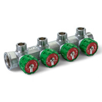 Розподільча гребінка з регулюючими вентилями 4 контури 3/4''x3/4", латунь, Tervix Pro Line WD