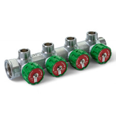Розподільча гребінка з регулюючими вентилями 4 контури 3/4''x3/4", латунь, Tervix Pro Line WD