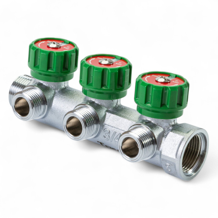 Розподільча гребінка з регулюючими вентилями 3 контури 3/4''x3/4