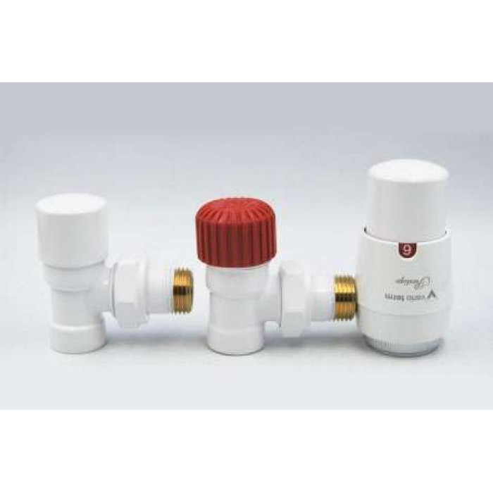 Комплект термостатический Vario Term, ELEGANT, угловой, Matt white, ELGS0221C/FK
