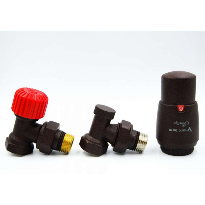 Комплект термостатический Vario Term, ELEGANT, угловой,  матовый черный, ELGS0224C/FK