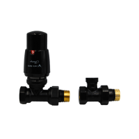 Комплект термостатический Vario Term, ELEGANT, прямой, глянцевий черный, ELGS0213C/FP