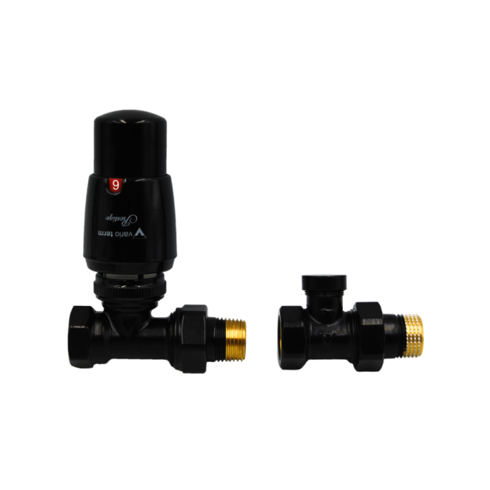 Комплект термостатический Vario Term, ELEGANT, прямой, глянцевий черный, ELGS0213C/FP