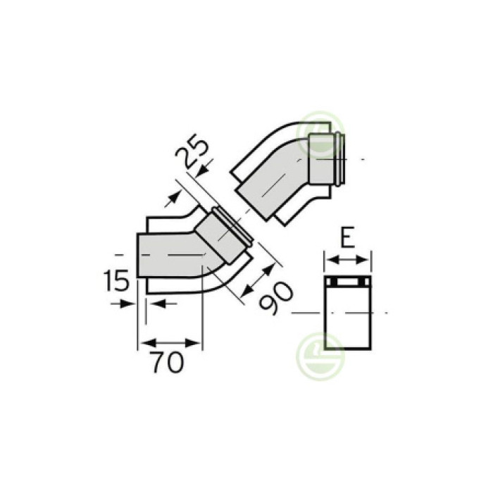 Комплект отводов концентрической трубы Vaillant 45° 60/100 РР (2шт., конденсат)
