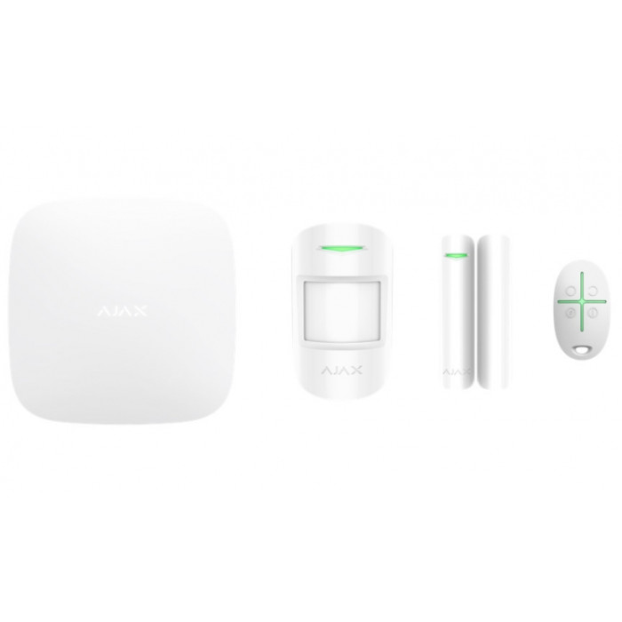 Ajax Комплект охранной сигнализации StarterKit 2, hub2, motionprotect, doorprotect, spacecontrol, jeweller, беспроводной, белый