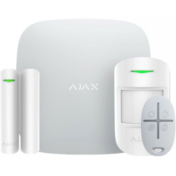 Ajax Комплект охранной сигнализации StarterKit 2, hub2, motionprotect, doorprotect, spacecontrol, jeweller, беспроводной, белый