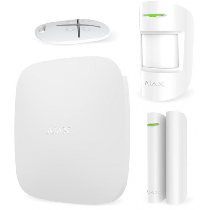 Ajax Комплект охранной сигнализации StarterKit, hub, motionprotect, doorprotect, spacecontrol, jeweller, беспроводной, белый