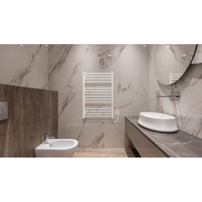 Hygge Family Полотенцесушитель электрический Derby, 770х530х80мм, таймер-регулятор, сталь, белый матовый