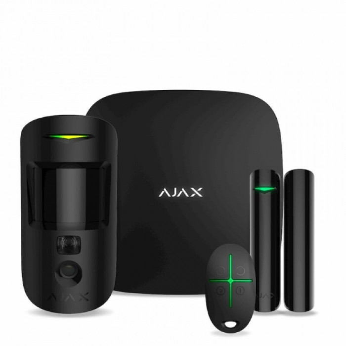 Ajax Комплект охранной сигнализации StarterKit Cam, hub 2, motioncam, doorprotect, spacecontrol, jeweller, беспроводной, черный