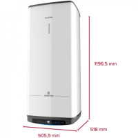 Водонагрівач електр. Ariston QUADRIS 150 WIFI FR EU прямокутний, 150л, 2,4кВт, сух. нагр. елемент, ел. кер-ня, B, Франція, білий