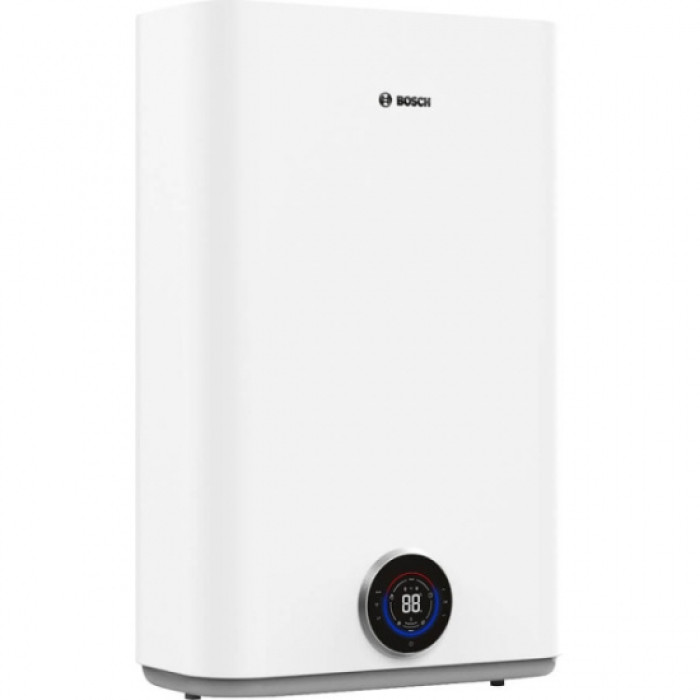 Водонагрівач електр. BOSCH плаский слім Tronic 5500iT, 100л, 1.5кВт, ун. монтаж, електр. кер-ння, Wi-Fi, B, білий