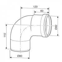 Bosch Отвод FC-SE80-87 на 87° для конденсационных котлов, диаметр 80 мм.