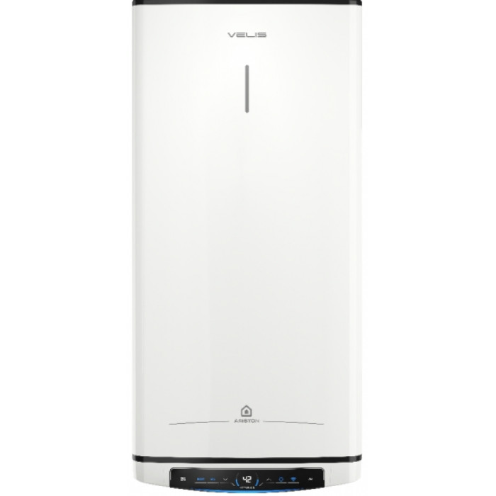 Ariston Водонагрівач електр. плаский слім VELIS PRO DRY WIFI 50 EU, 50л, 2*1,5кВт, сух тен, ун. монтаж, електр. кер-ння, B, Італія, Білий