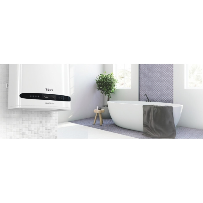 Водонагрівач електр. TESY Bellislimo Cloud плаский GCR 1002722 E31 ECW Wi-Fi, 100л, 2,2кВт, ун. монтаж, електр. кер-ння, B, білий