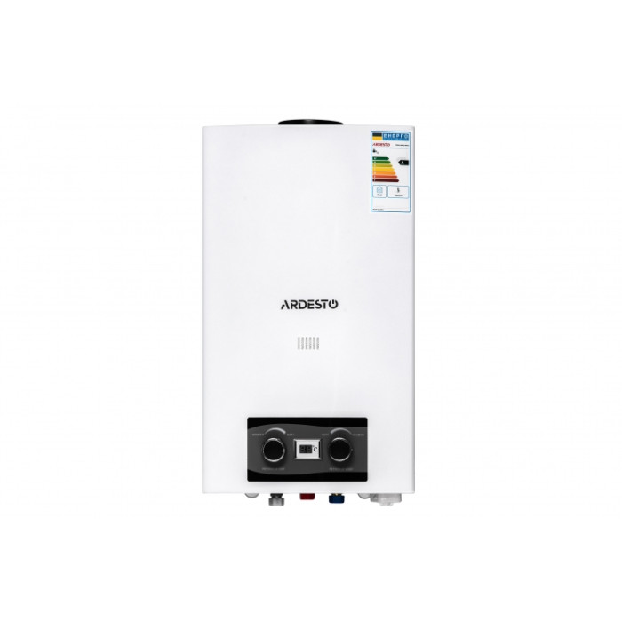 ARDESTO Газовая колонка X2, 10 л/мин., 20 кВт, розжиг от батареек, дисплей, белый