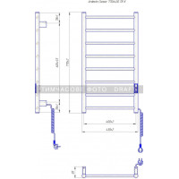 ARDESTO Рушникосушка електрична Classik-TR K, 770x430х80мм, таймер-регулятор, сталь, чорний матовий