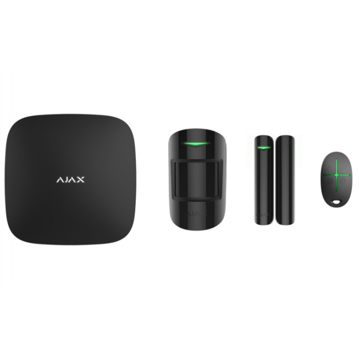 Ajax Комплект охранной сигнализации StarterKit 2, hub2, motionprotect, doorprotect, spacecontrol, jeweller, беспроводной, черный