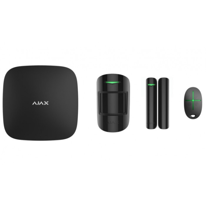 Ajax Комплект охранной сигнализации StarterKit 2, hub2, motionprotect, doorprotect, spacecontrol, jeweller, беспроводной, черный